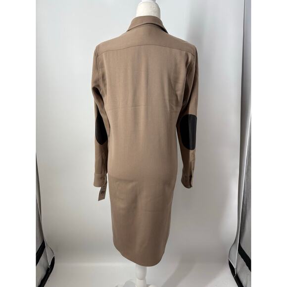 Vintage Ralph Lauren Collection Runway Button Up Midi Shirt Dress Patch Leather - Picture 10 of 16